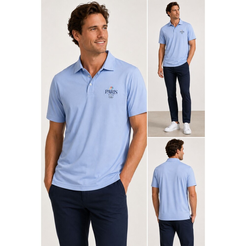 NWT RLX Ralph Lauren Paris 2024 Olympics Polo Shirt Blue XL Performance Golf